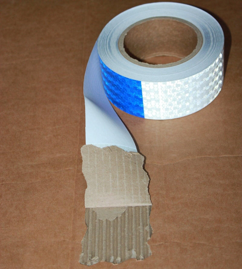 Reflective Tape Blue and White 2 inch Wide for Cars, Outdoor Waterproof High Visibility Safety Warning Adhesive Strips (66 feet) 2"X66ft PVC material - Blue White++ 1