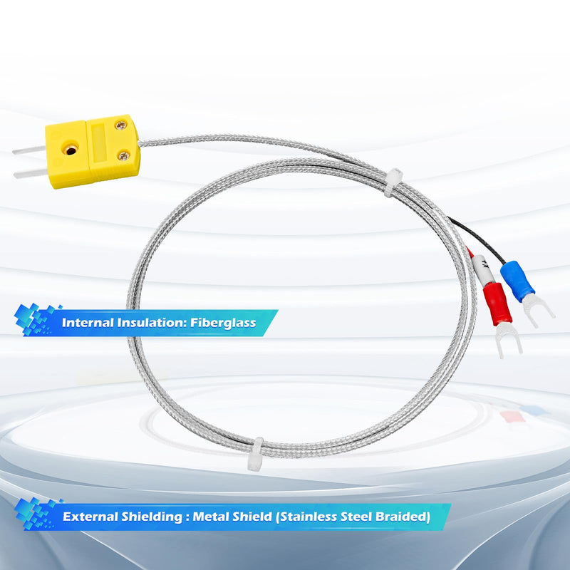 [Australia - AusPower] - K-Type Thermocouple Block Ceramic Kiln Insulator Kiln Sensor Probe Measuring Temperature 32 to 2372 °F(0 to 1300 °C) 3.3 FT Wire Extension F/C 11G High Tool 