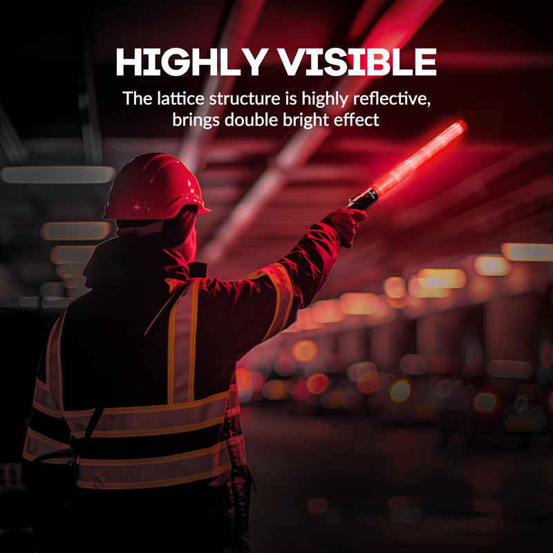 [Australia - AusPower] - 2 Pack Traffic Wand, 21 Inch Red Traffic Control Wand with 3 Flashing Modes, LED Traffic Safety Baton with Side Clip for Traffic Control, Fire Rescue, Air Marshaling 2 Pack 