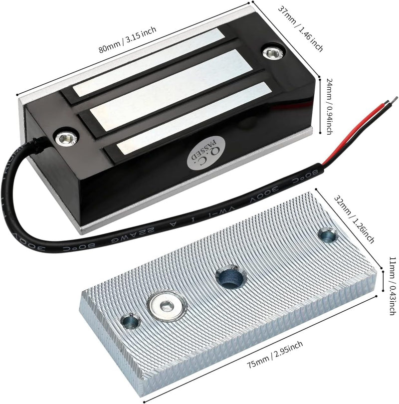 [Australia - AusPower] - Electric Magnetic Door Lock 60KG / 130LBS Holding Force 12V NC Mode Single Door Electric Magnetic Access Control Lock for Metal Door/Fire Proof Door/Wooden Door/Glass Door etc. (60 kg/130 lbs) 60KG/130LBS 