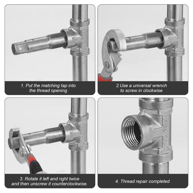 [Australia - AusPower] - DEANKEJI 2-Piece Set Pipe Threading Tool, 1/2" Re Threadings Tool, 3/4"Pipe Threading Tools, Tap Set with Plastic Storage Box, for Repairing Pipes Thread Connections 