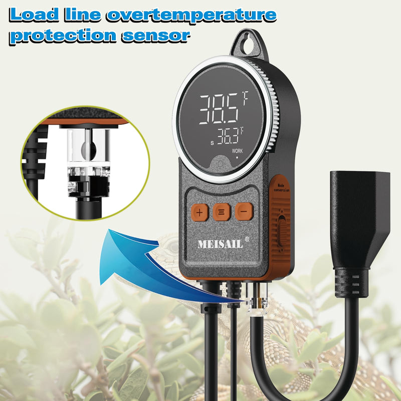 [Australia - AusPower] - Temperature Controller can be Used for aquaculture, Plant mat Heating, Reptile Thermostat, with Load line Over-Temperature Protection and Dual Sensor auto-Safety Calibration MS-60A 