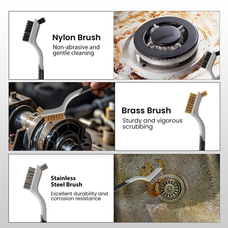 [Australia - AusPower] - 13 Pack Carbon Steel Wire Wheel Brush Set, Wire Brush for Drill, Nylon/Brass/Stainless Steel Bristles Cleaning Supplies Tools Brush for Cleaning Rust, Dirt, Paint Scrubbing, Kitchen, Home 