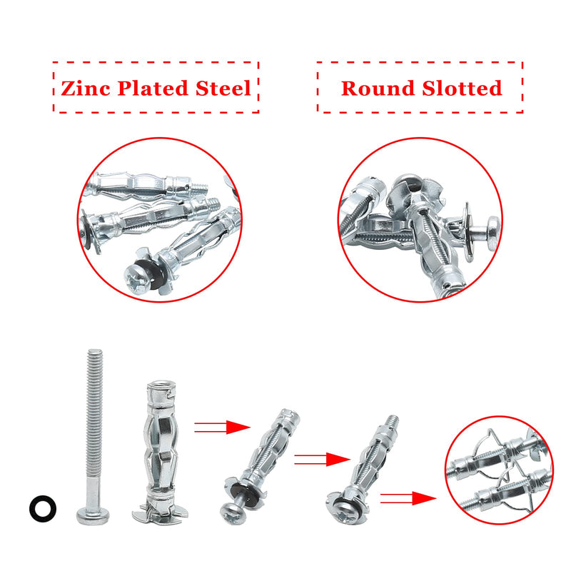 [Australia - AusPower] - 30Pcs M4x32 Heavy Duty Hollow Wall Anchors Zinc Plated Steel Molly Bolt Hollow Drive Wall Anchor Screws for Drywall, Plaster and Tile M4 x 32 