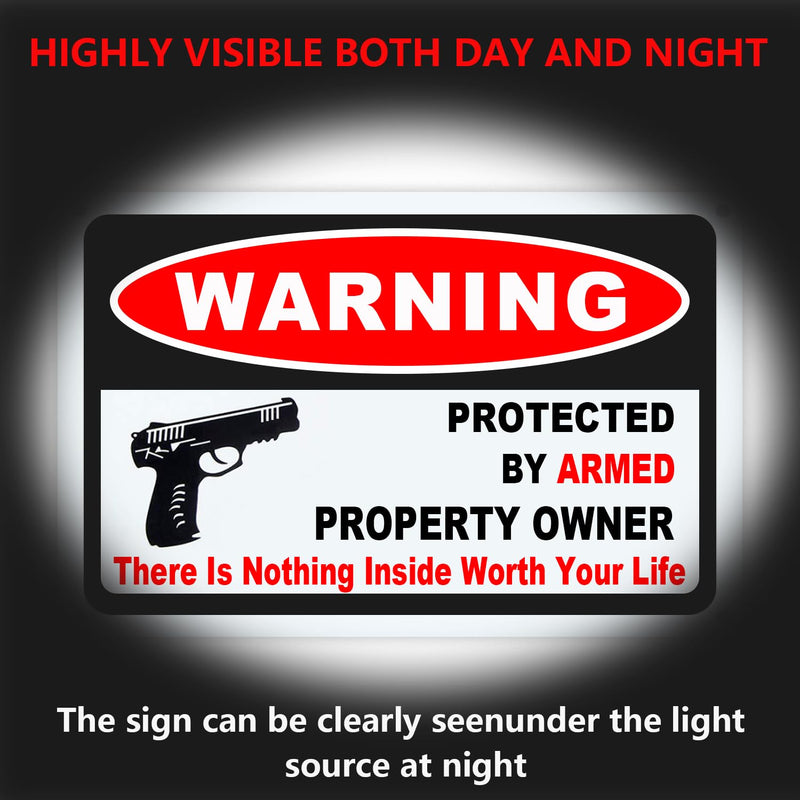 3Pack Gun Sign for Home Security 10x7 inch Warning Signs for Home Property Rust Aluminum Gun Warning Sign Weatherproof and UV Protected 3