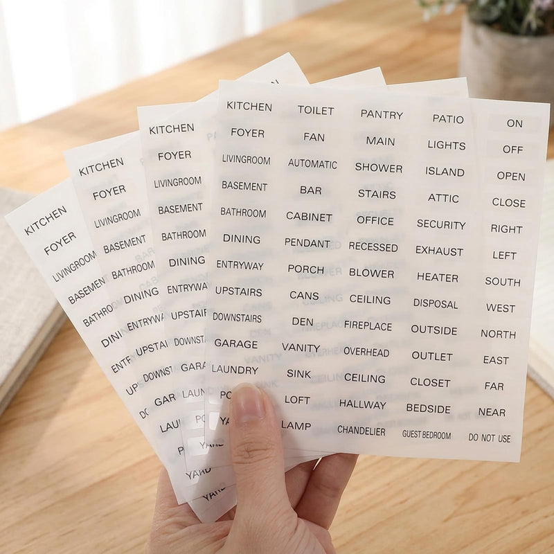 650 Pcs Light Switch Labels, Vinyl Rectangle Light Switch Stickers for Home & Office, Transparent PVC Switch Identification Labels, Easy Peel & Stick (10 Sheets)