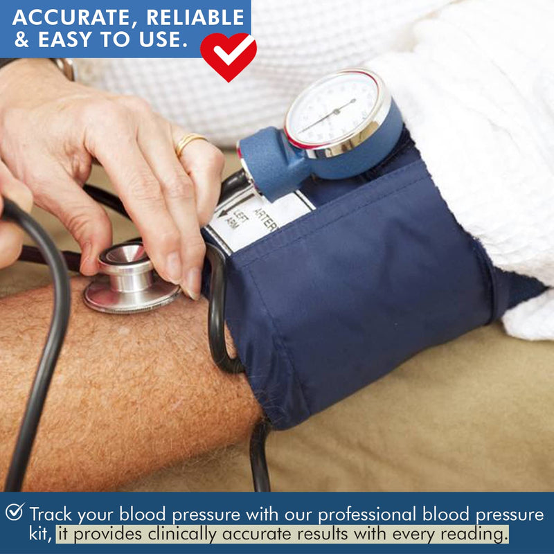 [Australia - AusPower] - NOVAMEDIC Adult Size Blue Manual Blood Pressure Machine and Stethoscope Kit, BP Monitor with Adjustable Upper Arm Cuff for Monitoring High Blood Pressure, Includes Carrying Case 