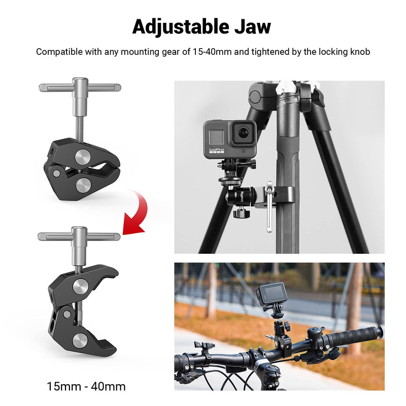 [Australia - AusPower] - SmallRig Super Clamp Mount with Mini Ball Head Mount, Hot Shoe Adapter with 1/4 Screw for LCD Field Monitor, LED Lights, Flash, Microphone, for Gopro, for DJI Action 2, for Insta360-1124 