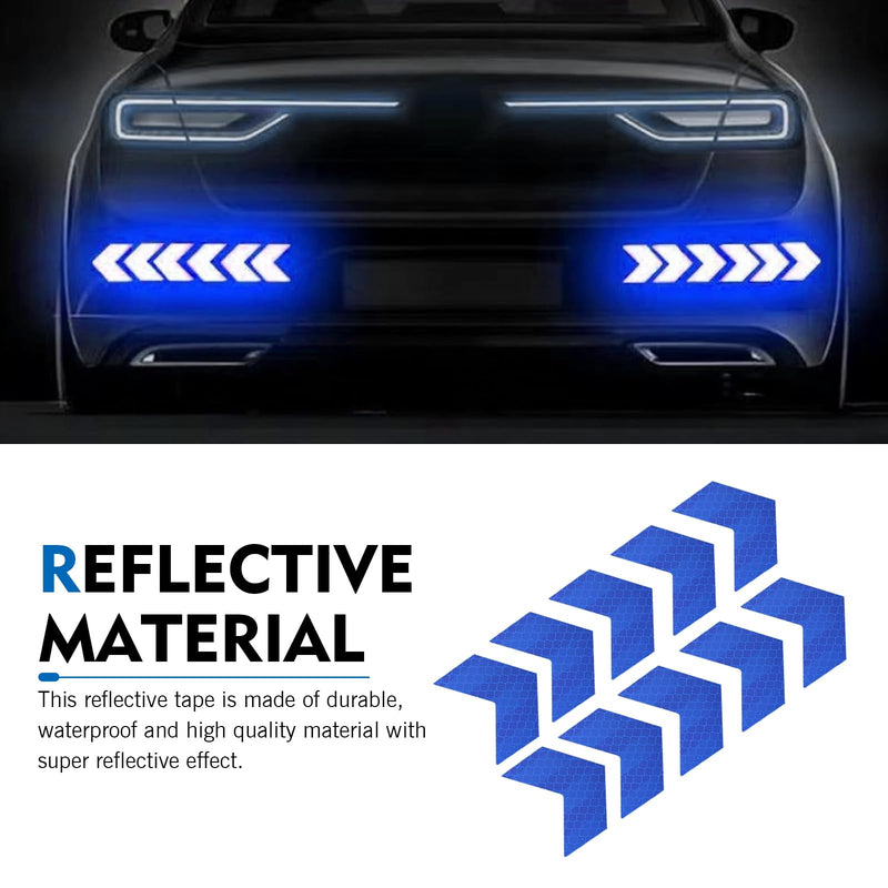 10 PCS Car Arrow Reflective Stickers, 1.97" x 1.81" Waterproof Safety Tapes, High Visibility Night Caution Warning Reflective Stickers, Universal for Most Cars (Blue) Blue