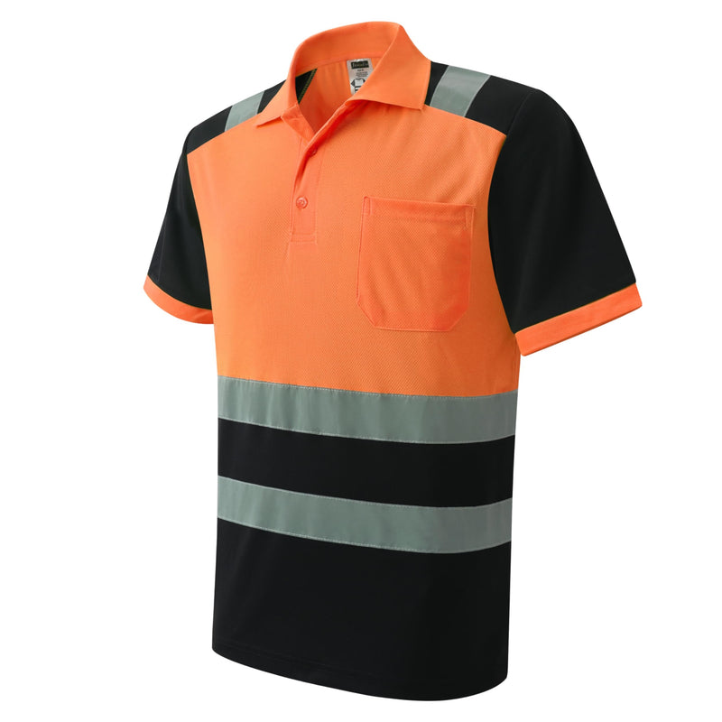 Safety Shirt for Men Hi Vis Reflective Shirt Workwear,Quick Drying Breathable Soft T Shirt Large Orange+black