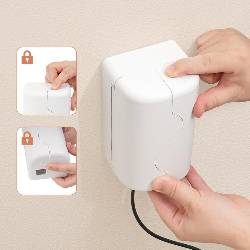Child Proof Outlet Box Cover, Double Lock System, White, Large Interior Space 4 Pack