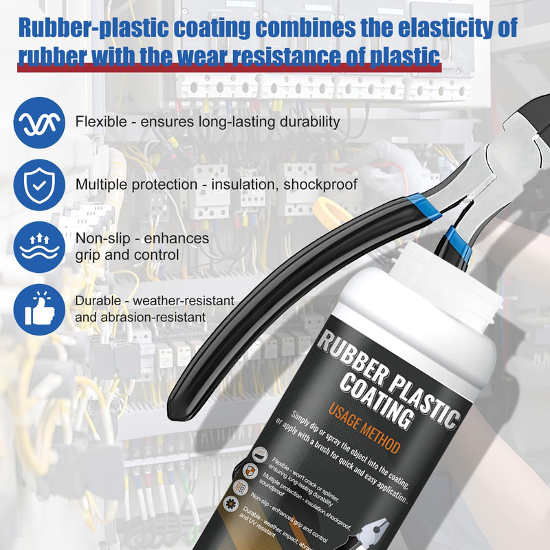 [Australia - AusPower] - Tool Dip Rubber Coating, Liquid Rubber Dip Flexible Peelable Protective Coating Rubber Coating Sealant, Waterproof, Flexible, Breathable, Slip Resistance for Tools DIY Craft, 150g Black 