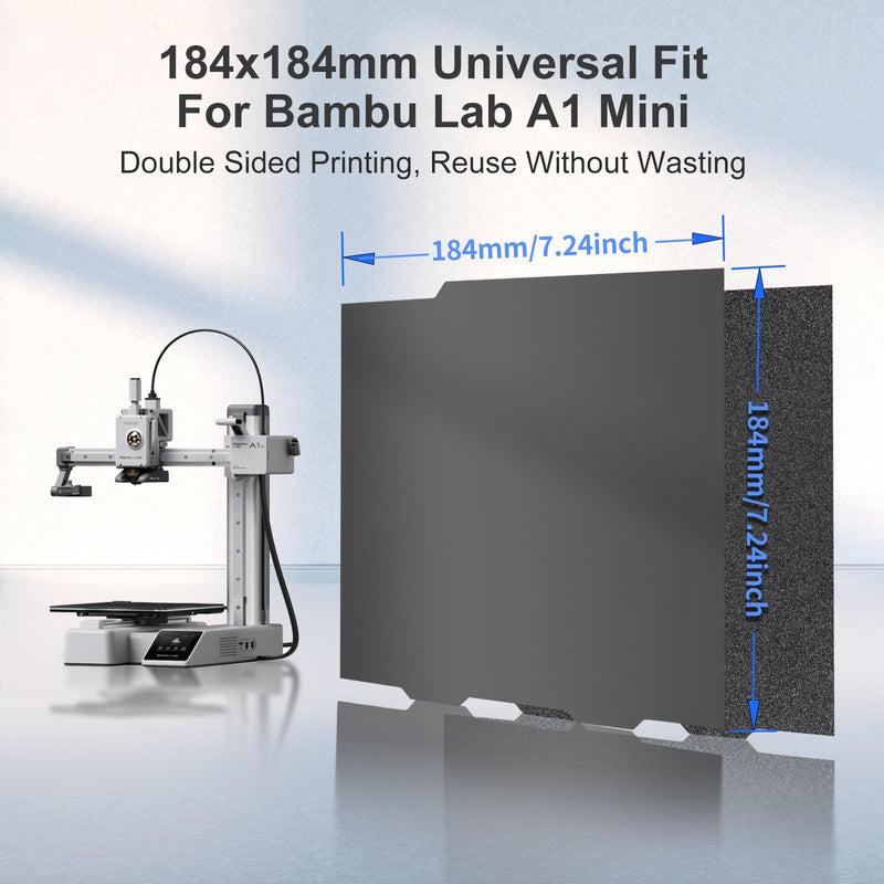 [Australia - AusPower] - Textured PEI Build Plate for Bambu Lab A1 Mini, Flexible Double Sided Smooth Textured PEI Spring Steel Sheet 184x184mm Excellent Adhesion Plate for Bambulab A1 Mini Smooth Black PEI+Textured Black PEI 