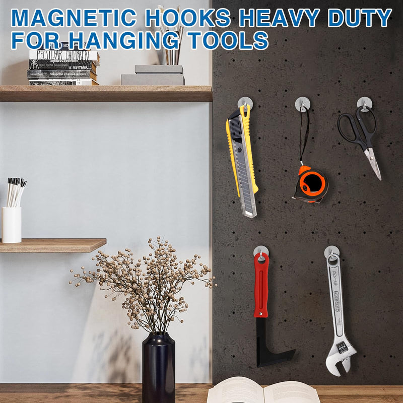 [Australia - AusPower] - LOVIMAG Strong Magnetic Hooks, 100LBS Magnet Hooks for Cruise Cabin, Super Powerful Neodymium Magents for Cruise Essentials Must Haves, Heavy Duty Magnets for Metal Door, Refrigerator,Ceiling - 6 Pcs 110lbs Silver 