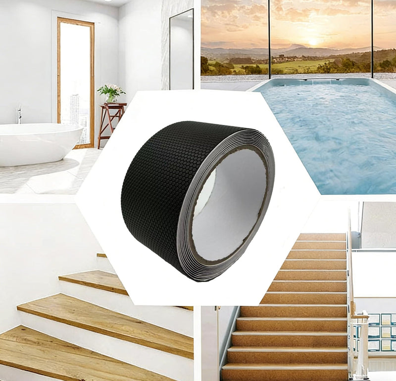 ONTWIE Rubber Grip Tape, Non Slip Tape for Handles, Anti Slip Tape, Making Handles or Contact Surfaces Safer (Black, 1.97in x 9.84ft)