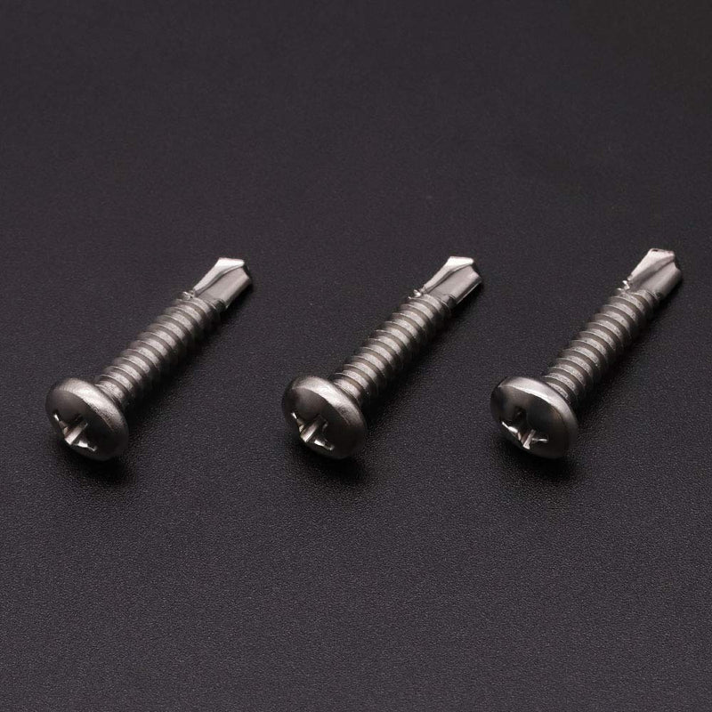 [Australia - AusPower] - #6 x 1" (100 pcs) Pan Head Self Drilling Screws, Phillips Drive Self Tapping Screws, Sheet Metal Screws, 410 Stainless Steel, Full Thread with Drilling Point, No Pre-drilled Needs #6 x 1" 100 