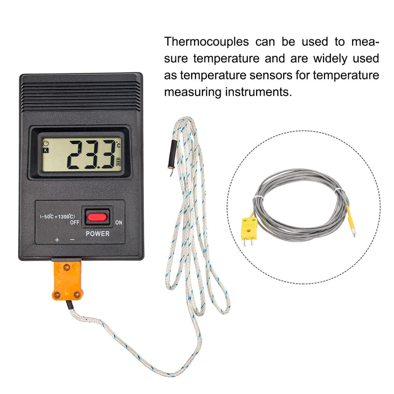 [Australia - AusPower] - MECCANIXITY K Type Thermocouple Mini Connector Temperature Sensor Probes Metal Shielded Wire 16ft -50 to 800°C(-58 to 1472°F) 