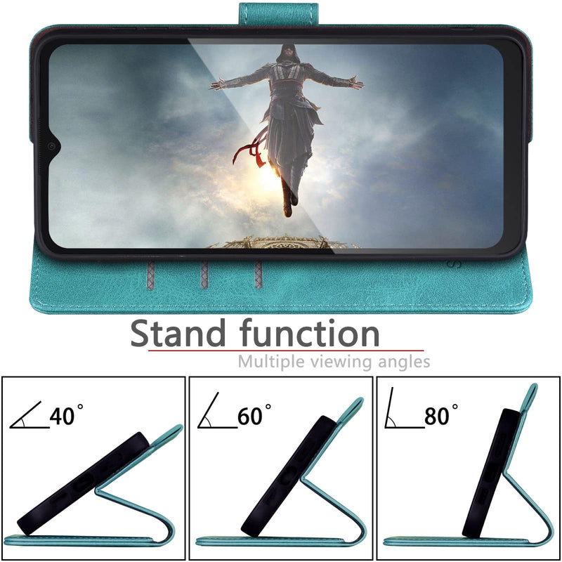 [Australia - AusPower] - SUANPOT for Samsung Galaxy A15 5G Wallet case with RFID Blocking Credit Card Holder,Flip Book PU Leather Protective Cover Women Men for Samsung A15 Phone case Blue Green 