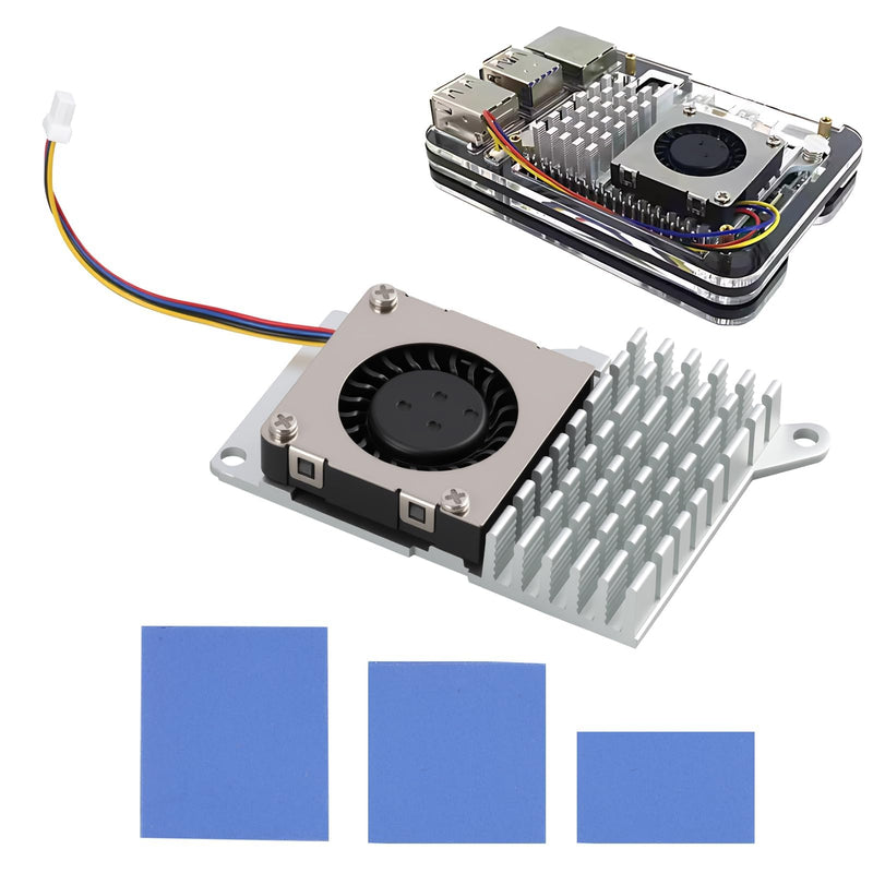 Active Heatsink with Fan for Raspberry Pi 5 - Quiet CPU Cooler with Aluminium Heatsink & Thermal Pads - PWM Control for Efficient Cooling & Lower Power Consumption (5V)