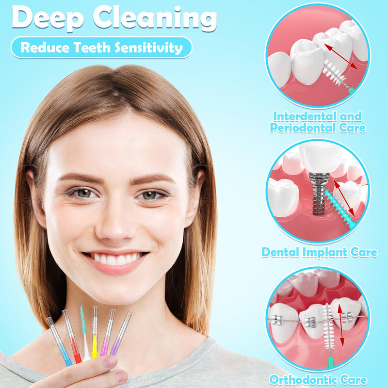 [Australia - AusPower] - 270Pcs Interdental Brush 6 Sizes Braces Brush Soft Bristles 360° Bendable Floss Heads Dental Brushes Between Teeth Gum Braces Cleaning Kit Oral Tooth Cleaning Tool 