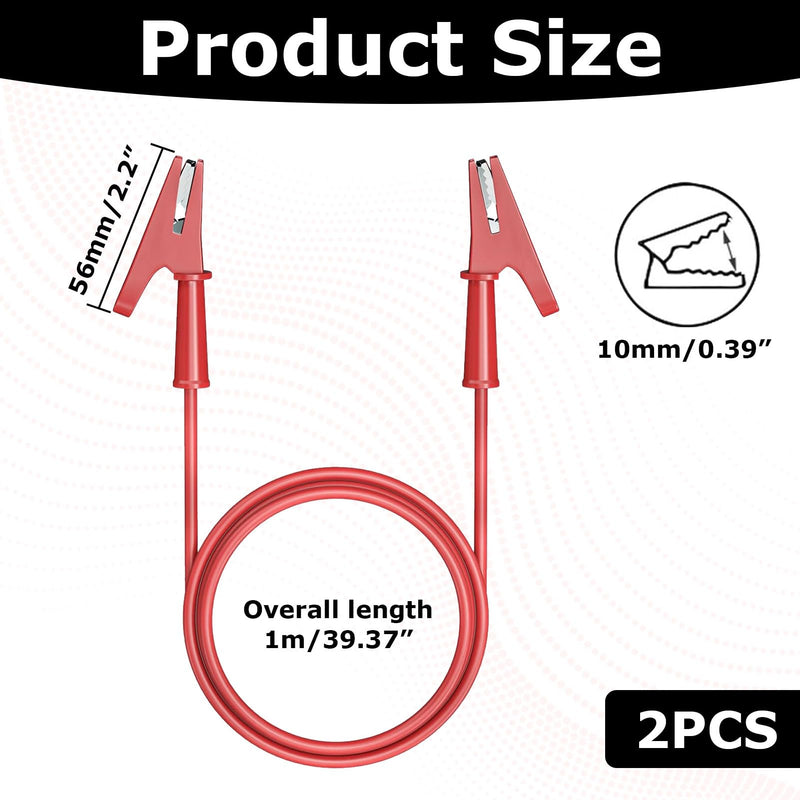 [Australia - AusPower] - 2pcs 14 Gauge Test Leads with Alligator Clips,Multimeter Alligator Clips,Alligator Clips Electrical,Test Flexible Cable with Meter Leads Protective Jack Copper Clamps for Electrical Testing 
