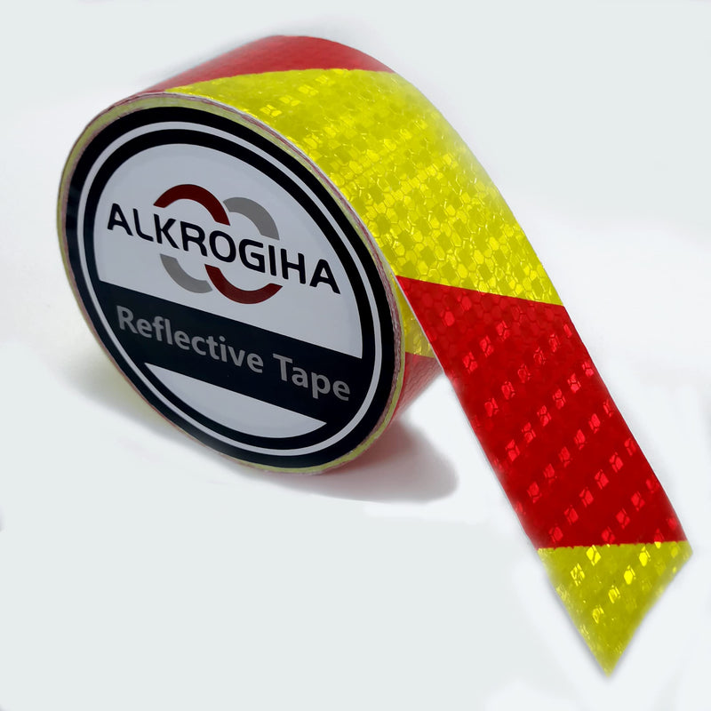 Reflective Tape Waterproof Conspicuity Strong Adhesive Reflector Tape Warning Safety Reflective Tape for Vehicles Red/Yellow