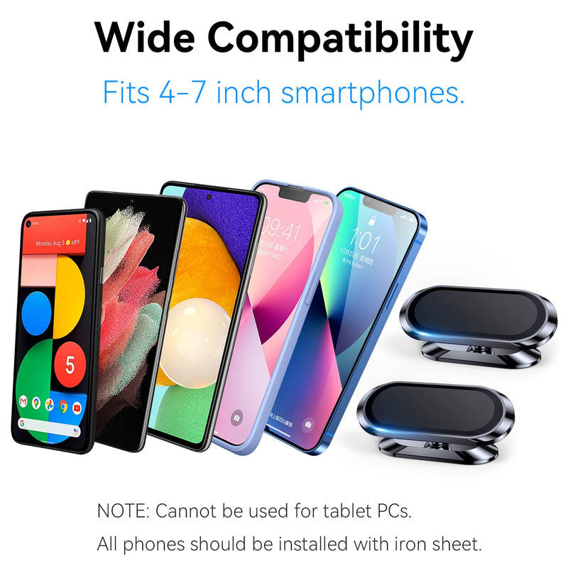 [Australia - AusPower] - 【2-PACK】Magnetic Phone Holder for Car Dash [ Super Magnet ] [ 4 Metal Plate ] Car Mount for Iphone Magnetic Car Mount for Cell Phone [ 360° Rotation ] Universal Dashboard Carmount Magnetic Phone Mount Black 