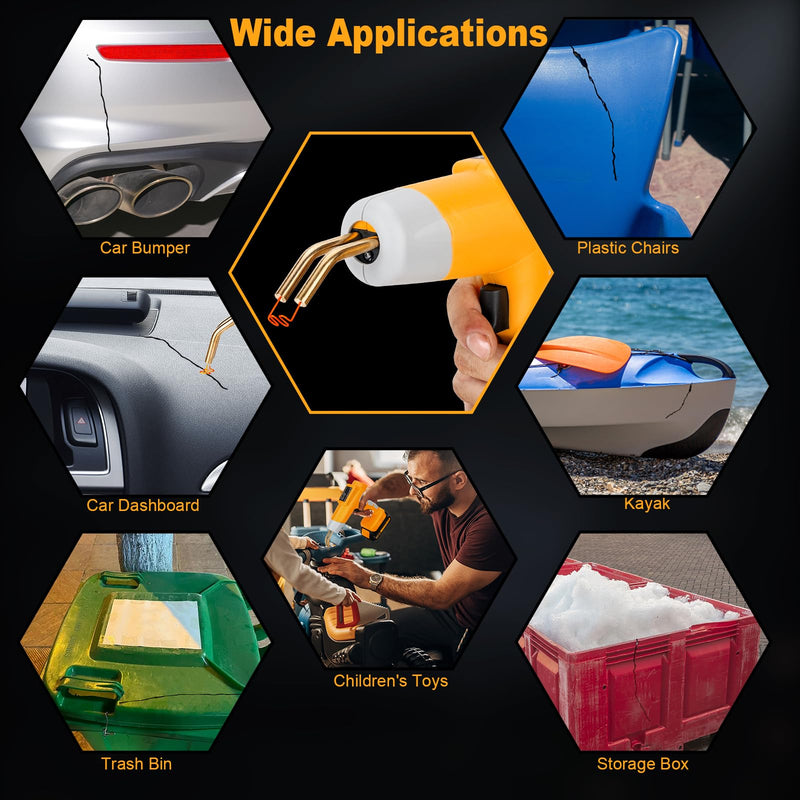 Cordless Plastic Welder Gun Compatible with Dewalt 20V Max Battery with 600PCs Hot Staples Plastic Welding Kit for Car Bumper and other plastic Repairing(No Battery)