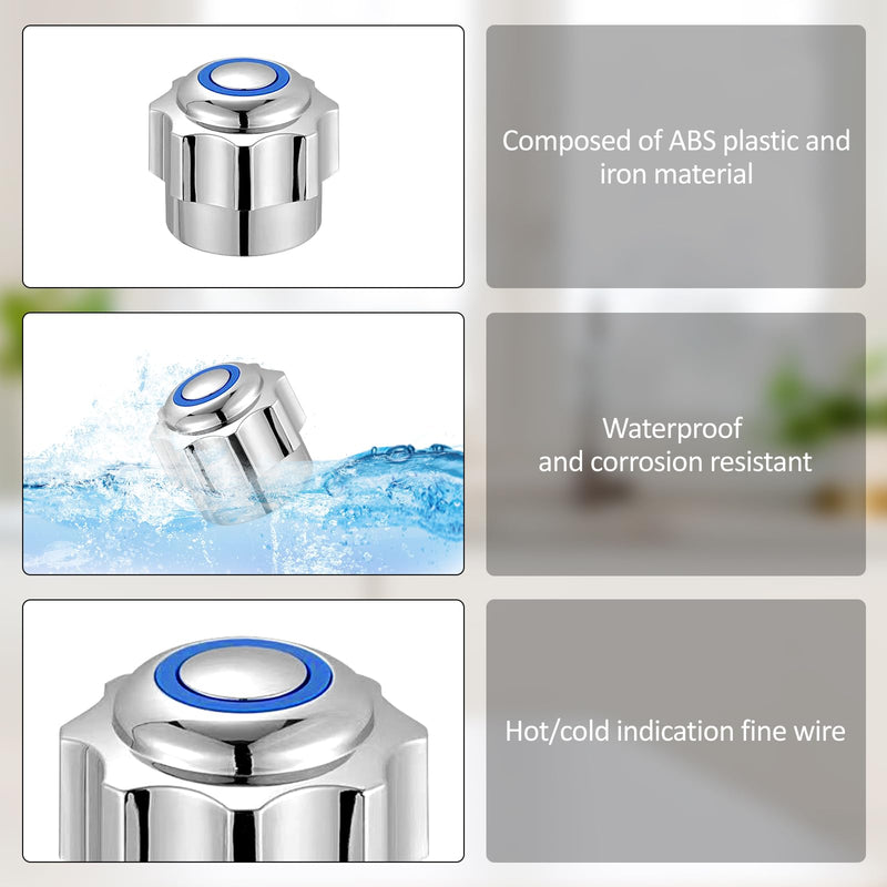 [Australia - AusPower] - Set of 2 Tap Cover Handle Chrome-Plated Replacement Tap Handle Knob, Hot & Cold Tap Top Head Cover with Ceramic Cartridge, Tap Handle Replacement Kit for Bathroom Kitchen Sink 