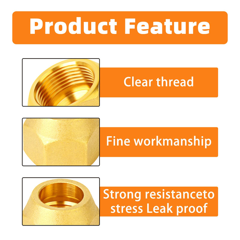 [Australia - AusPower] - GASHER 5PCS Brass SAE 45 Degree Flare Tube Fitting,3/8" Flare Nut Air Conditioning Copper Pipe Extension Butt Copper Tube Flare Nut 3/8" Flare 5 