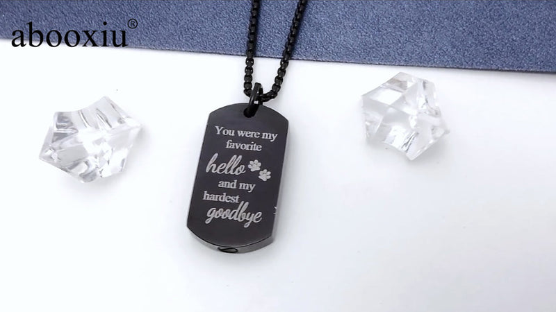 abooxiu Cremation Jewelry for Ashes Urn Necklace for Ashes Memorial Dog Ashes Necklace Cremation Necklace Pet Keepsake Necklace Pawprint Ashes Holde Necklace Black Non-Engraving