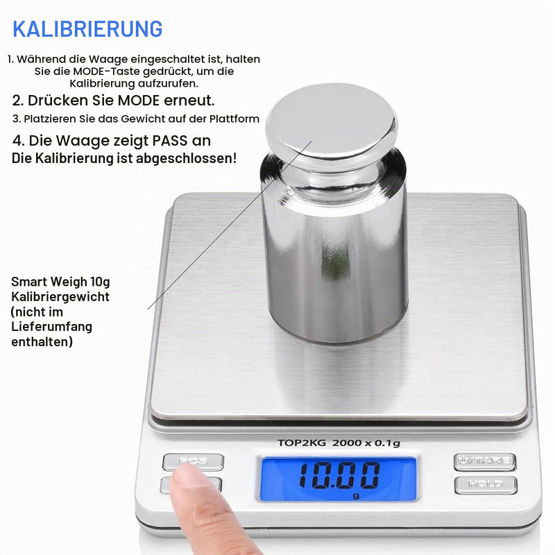 Calibration Weight Set, 5-Piece Calibration Gram Set, Measuring Weights, Set with Small Weights for Electronic Scales, Laboratory, Hobby, Crafts, 1g, 2g, 5g, 10g, 20g
