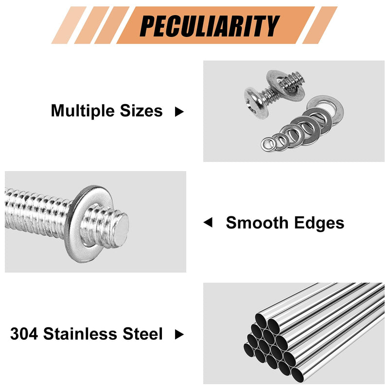 [Australia - AusPower] - Washers, 900 Pcs Washers for Screws, 304 Stainless Steel Flat Washers, Flat Washers for Bolts Assortment, Fender Washers Set, 9 Sizes?M2 M2.5 M3 M4 M5 M6 M8 M10 M12) for Industrial 