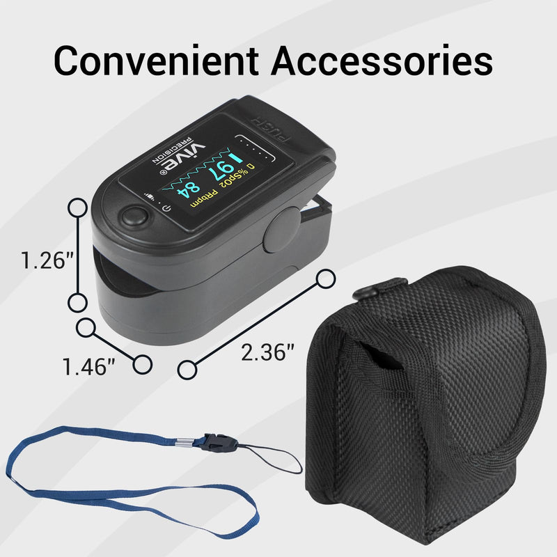 [Australia - AusPower] - Pulse Oximeter - Oxygen Monitor Fingertip, Heart Rate Medical Grade Sensor LED Display - Accurate Finger Meter For Saturation SpO2, Lanyard & Batteries Included - FSA/HSA Approved 