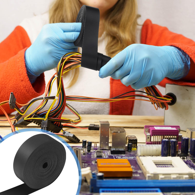 [Australia - AusPower] - 1 Inch Heat Shrink Tape Electrical Roll Black Shrink Wrap Tape Electrical Heat Shrink Tubing Activates Upon Heating Melts and Seals 1 Inch 