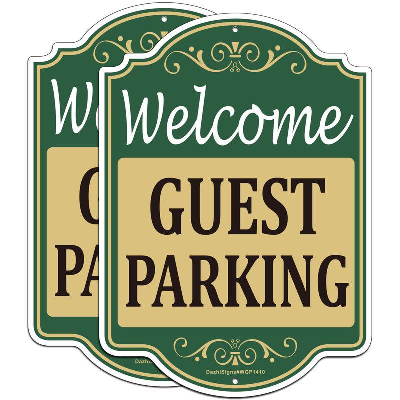 2 Pack Welcome Guest Parking Signs, 14"x10" Customer/Visitor Parking Only Sign, Rust Free Aluminum Guest Parking Only Sign, Fade/Weather Resistant, UV Protected, Indoor/Outdoor Use, Easy to Mount
