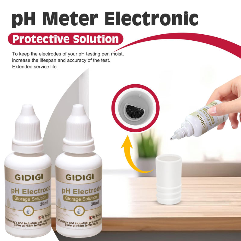 [Australia - AusPower] - Replacement pH Probe for GIDIGI Simultaneously Display pH Meter, pH Electrode with 1413μS/cm EC Calibration Solution and pH Storage Solution for GX-T4,GX-T5 