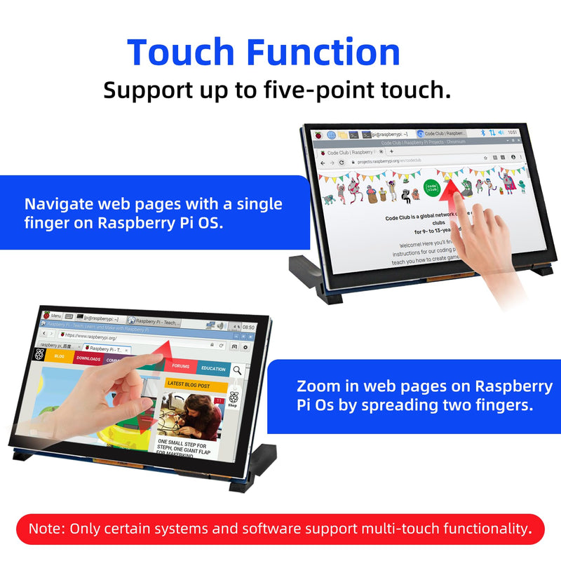 [Australia - AusPower] - 7 Inch Touch Screen MIPI DSI Display Compatible with Raspberry Pi 5/4/3/B+/A+, 800x480 Pixel IPS Capacitive Screen, Driver-Free MIPI DSI Port 7 Inch 