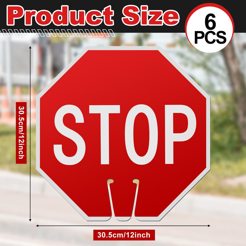 Geetery 6 Pcs Stop Signs 12x12", Durable PVC Traffic Warning for Cones Double-sided for Construction Zones, Parking Lots, Road Safety, Weather Resistant, Waterproof, Fade Resistant, Easy to Mount