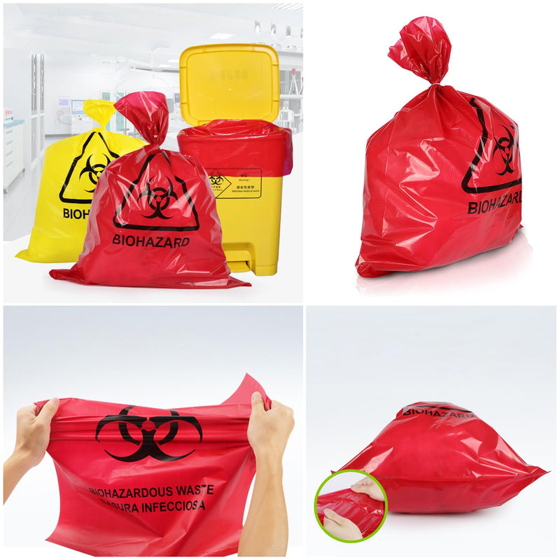 [Australia - AusPower] - 5 Pack Biohazard Bags Heavy Duty Thick Autoclavable Infectious Waste Bag Red Polypropylene Puncture Resistant 20 Gallon Biohazard Safety Bags Disposable Laboratory Sample Specimen Bag 