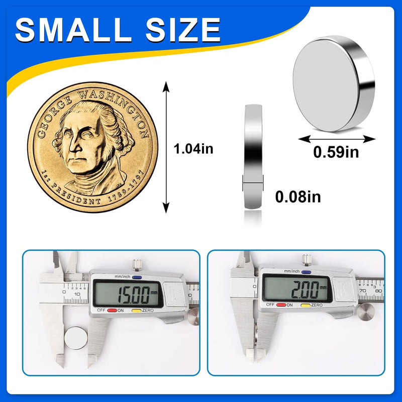 [Australia - AusPower] - Small Magnets, 30 Pack Refrigerator Magnets 15x2mm Rare Earth Magnets Neodymium Magnets for Crafts, Whiteboard, Kitchen Cabinet 15x2-30P 