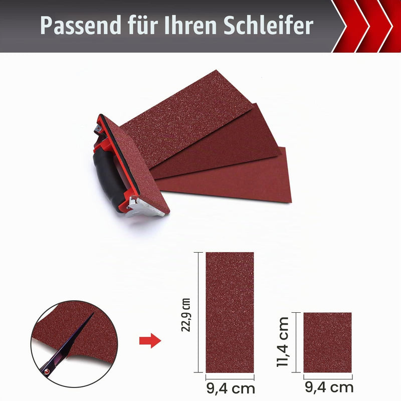 50 Sheets Sandpaper Set, 115 x 280 mm for Wood and Metal, 4 Grits (40/80/120/180), Cut for Hand and Machine Sanders 93mm x 230 mm
