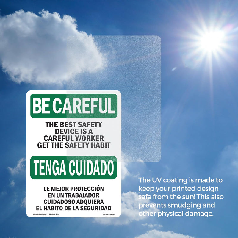 Safety Device Careful Worker Bilingual OSHA Be Careful Vinyl Decal Label 14 Inch x 10 Inch - 5 Pack 5 Pack of 14" x 10"