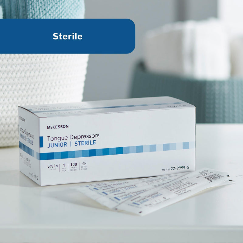 [Australia - AusPower] - McKesson Tongue Depressor, Sterile, Wooden, Individually Wrapped, Junior, 5 1/2 in, 100 Count 