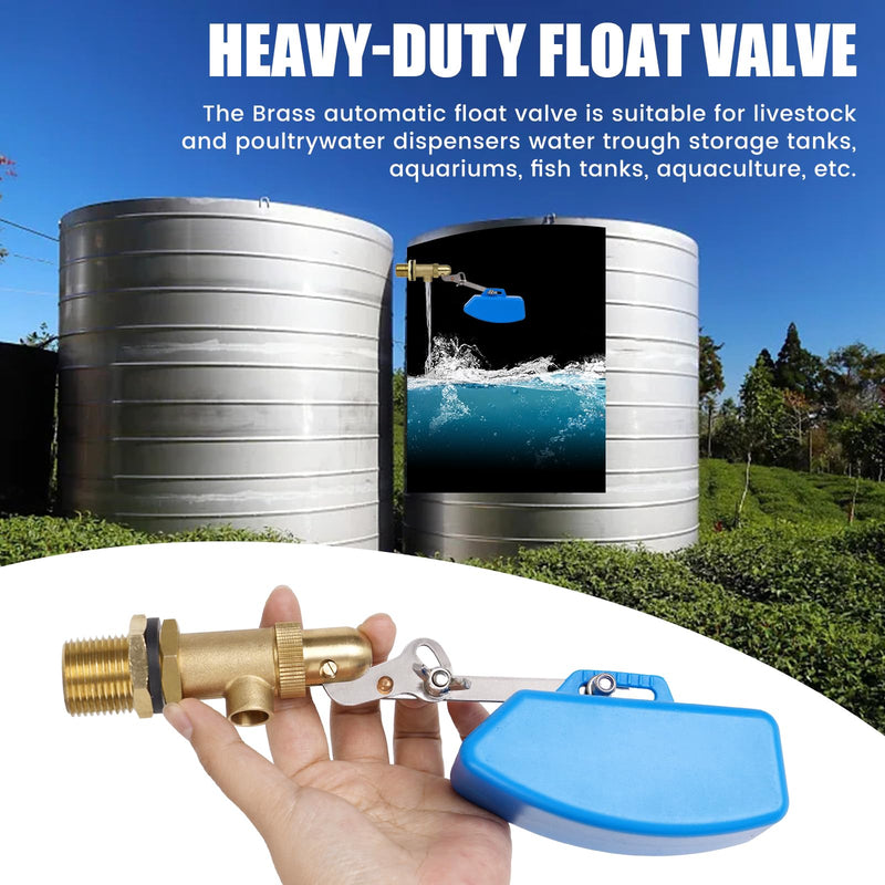 Brass Float Valve for Water Trough Stock Tank,3/4 Inch Automatic Water Level Control Pond Farm Livestock Cattle Goat Horse Livestock Waterer Pool Auto fill Float Valve (3/4" 2PCS) 3/4" 2PCS