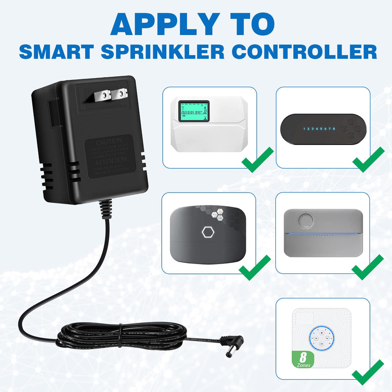[Australia - AusPower] - 24 Volt AC 1000mA Power Adapter for Smart Sprinkler Controller,Indoor Irrigation System Controller,24V 1A AC to AC Wall Adapter Transformer Compatible with Most Smart Sprinkler Controller (Black) Black 