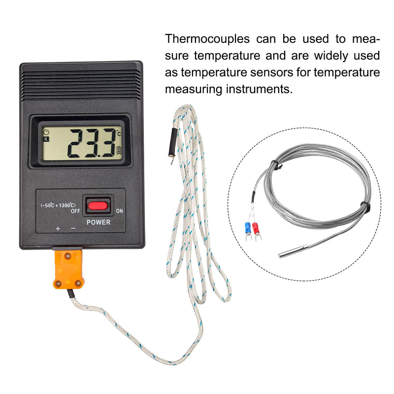 [Australia - AusPower] - MECCANIXITY E Type Thermocouple Temperature Sensor Probe 4x30mm 6.6ft Wire 0 to 600°C(32 to 1112°F) Stainless Steel 