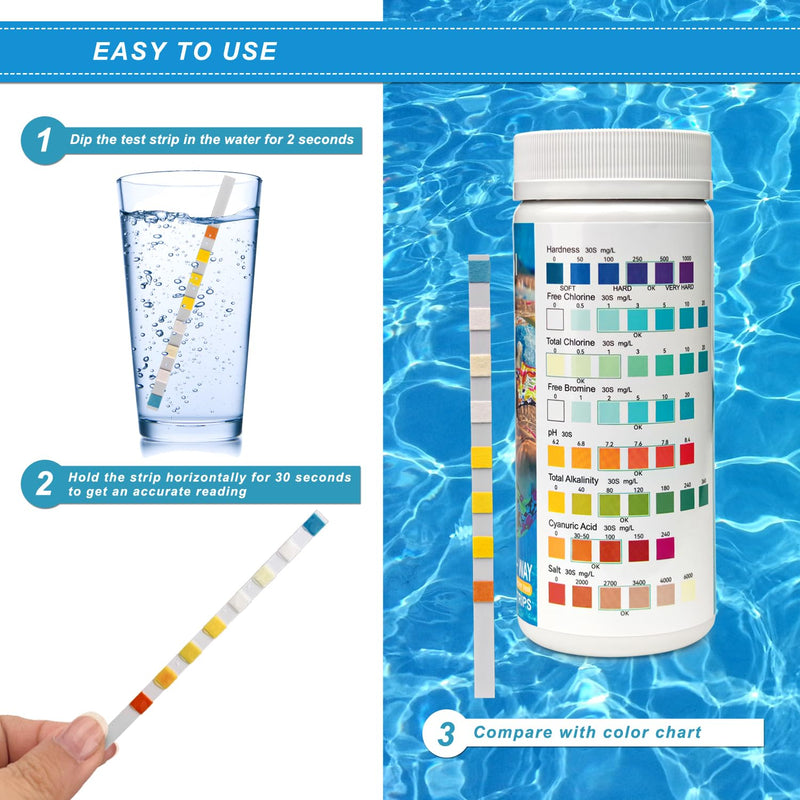 [Australia - AusPower] - Newpol 8-in-1 Pool Test Strips, 100 Strips Water Testing for Swimming Pool, Hot Tub and SPA 