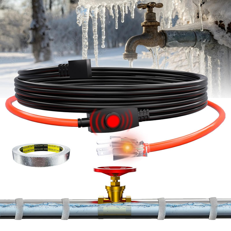 HEATIT Pipe Freeze Protection Heat Tape Electric Heating Cable Automatic Heat Tape Heated Cable 30 Feet HISD-F