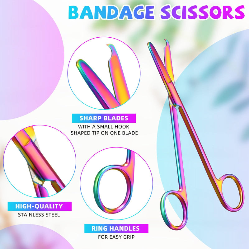 [Australia - AusPower] - BBTO Hemostat Curved and Straight Hemostat Forceps Piercing Pliers Forceps, Stainless Steel Straight and Curved Pliers, Fishing Tweezer(Colorful,4 Pcs) 4 Colorful 